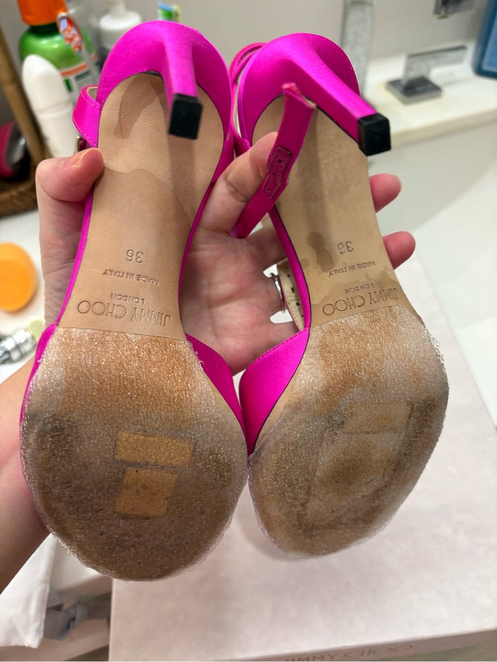 Jimmy Choo Hot Pink Satin Sacora 85 - Picture 7 of 10